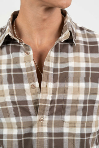Brown Checked Cotton Shirt – Regular Fit - Gimaq - The magic shuffle!