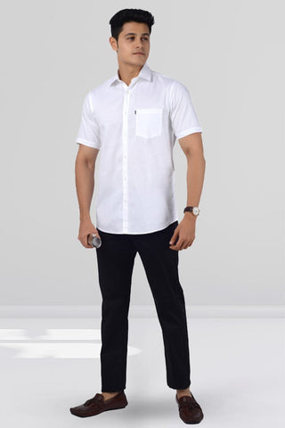 Cotton Slim Fit Half Sleeves Shirt - White - Gimaq - The magic shuffle!