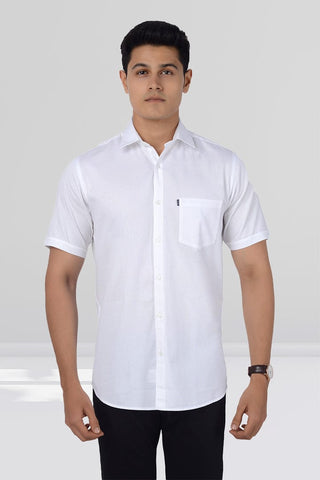 Cotton Slim Fit Half Sleeves Shirt - White - Gimaq - The magic shuffle!