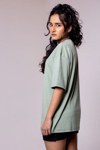Green Solid Oversized T-shirt - Gimaq - The magic shuffle!