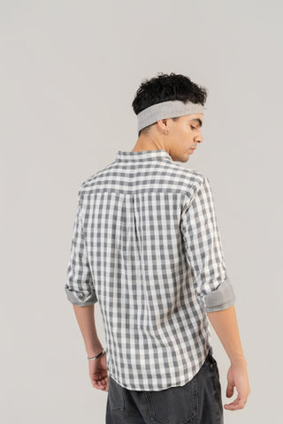 Grey Checkered Cotton Shirt – Full Sleeve, Regular Fit - Gimaq - The magic shuffle!