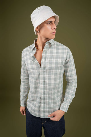 Light Green Checked Cotton Shirt – Regular Fit - Gimaq - The magic shuffle!