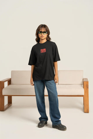Meant to Be Floral Printed Oversized Tee For Women– Black - Gimaq - The magic shuffle!