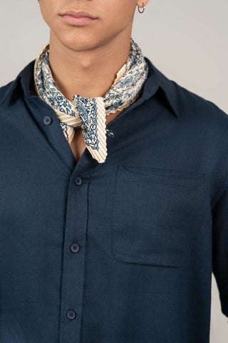 Navy Linen Full Sleeve Shirt – Regular Fit - Gimaq - The magic shuffle!