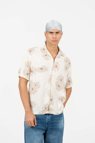 Off - White Floral Cuban Collar Shirt – Loose Fit - Gimaq - The magic shuffle!