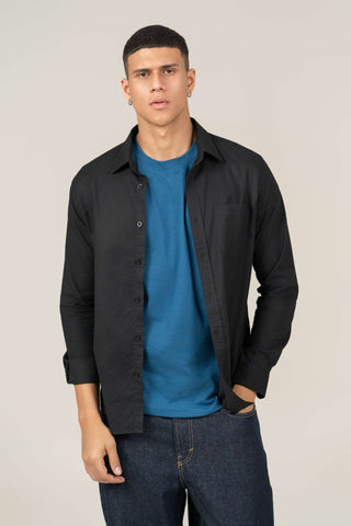 Oxford Black Cotton Shirt – Regular Fit - Gimaq - The magic shuffle!