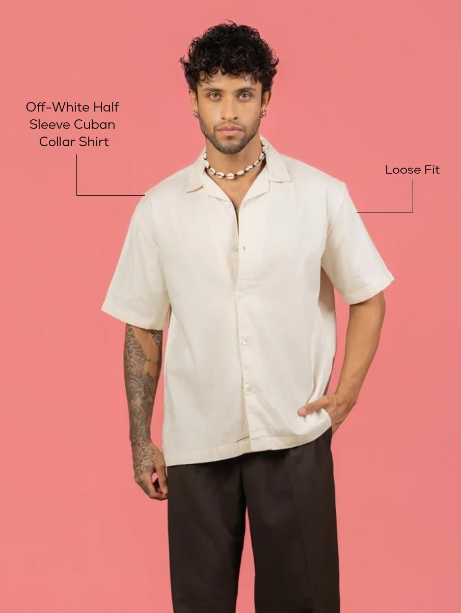 Off-White Half Sleeve Cuban Collar Shirt – Loose Fit