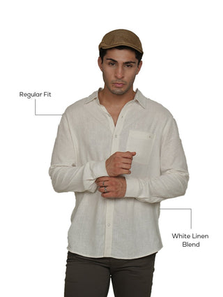 White Linen Blend Shirt – Regular Fit