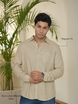 Ecru Linen Blend Shirt – Regular Fit