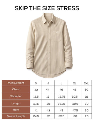 Beige Striped Cotton Shirt – Regular Fit