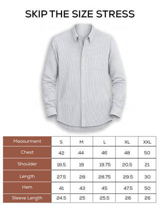 Navy Blue Striped Cotton Shirt – Button-Down Collar | Regular Fit