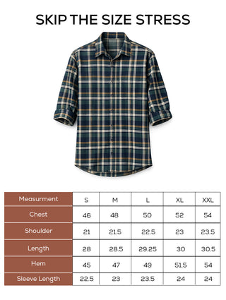 Blue Checkered Cotton Shirt – Loose Fit, Full Sleeves