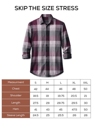 Maroon Textured Cotton Shirt – Regular Fit, Full Sleeves
