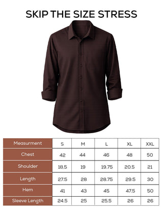 Brown Solid Brushed Cotton Shirt – Regular Fit, Full Sleeves