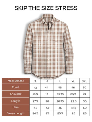 Brown Checkered Cotton Shirt – Full Sleeve, Regular Fit