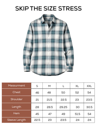 Blue Checkered Cotton Shirt – Full Sleeve, Loose Fit