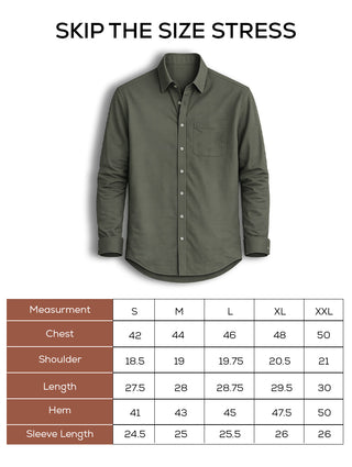 Olive Brushed Cotton Shirt – Regular Fit, Full Sleeves
