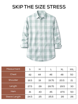 Light Blue Checkered Cotton Shirt – Regular Fit, Full Sleeves