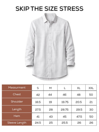 White Checked Brushed Cotton Shirt – Regular Fit, Full Sleeves