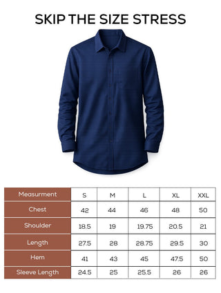 Navy Blue Oxford Organic Cotton Shirt – Regular Fit, Full Sleeves