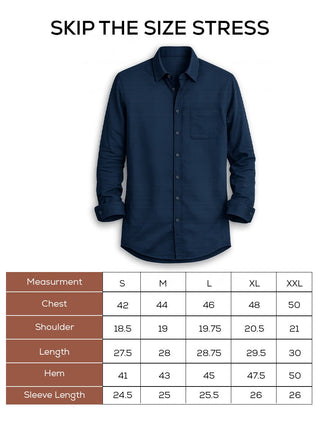 Navy Linen Full Sleeve Shirt – Regular Fit