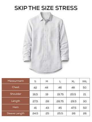 Sky Grey Striped Cotton Shirt – Regular Fit, Full Sleeves