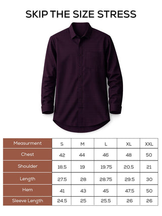Wine Brushed Cotton Shirt – Regular Fit, Full Sleeves
