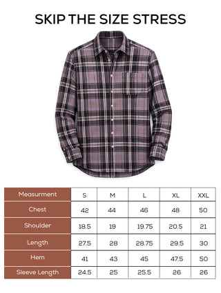 Purple Checkered Brushed Cotton Shacket – Loose Fit, Full Sleeves