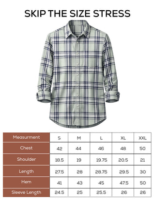 Green Checked Brushed Cotton Shirt – Regular Fit, Full Sleeves
