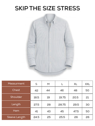 Blue Striped Cotton Shirt – Full Sleeve, Regular Fit, Classic Collar