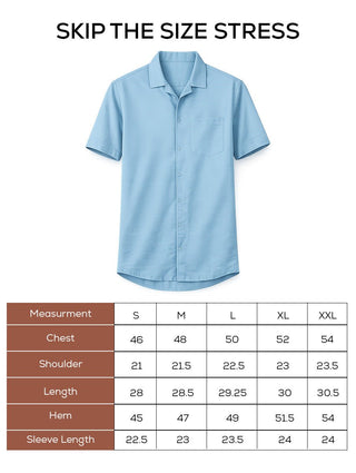 Powder Blue Half Sleeve Cuban Collar Shirt – Loose Fit