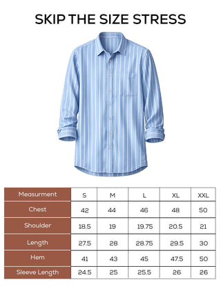 Light Blue Striped Brushed Cotton Shirt – Regular Fit