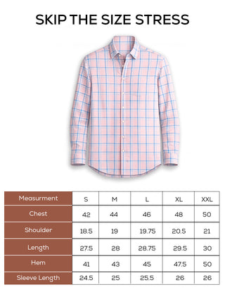 Pink Checked Cotton Shirt – Regular Fit, Full Sleeves
