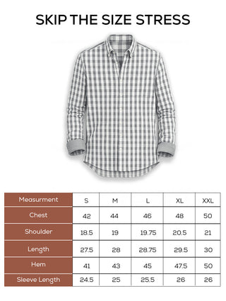 Grey Checkered Cotton Shirt – Full Sleeve, Regular Fit