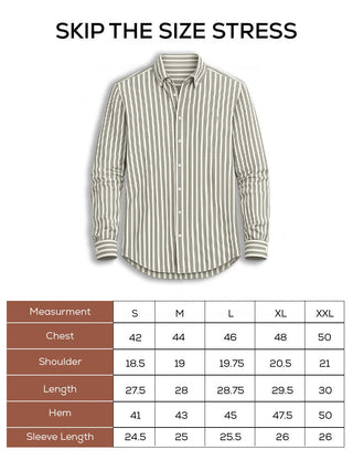 Olive Striped Organic Cotton Shirt – Regular Fit