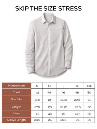 White Striped Cotton Shirt – Regular Fit, Full Sleeves