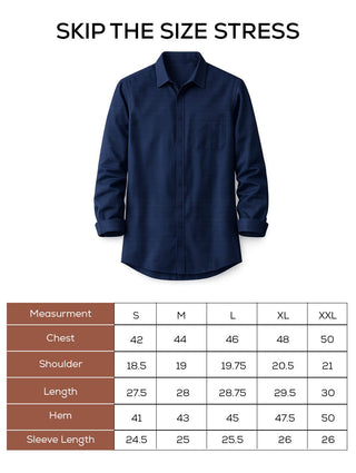 Blue Checked Cotton Shirt – Regular Fit, Full Sleeves