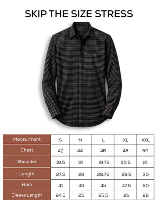 Black & White Brushed Organic Cotton Shirt – Regular Fit, Full Sleeves