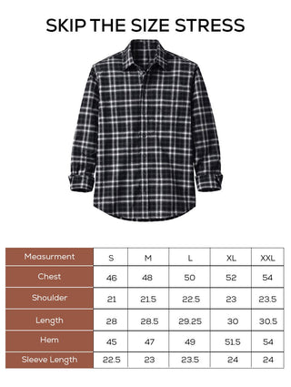Black Checkered Brushed Cotton Shirt – Loose Fit, Full Sleeves