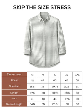 Green Gingham Brushed Cotton Shirt – Regular Fit, Full Sleeves