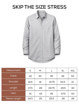 Men’s Grey Solid Cotton Shirt – Regular Fit, Full Sleeves