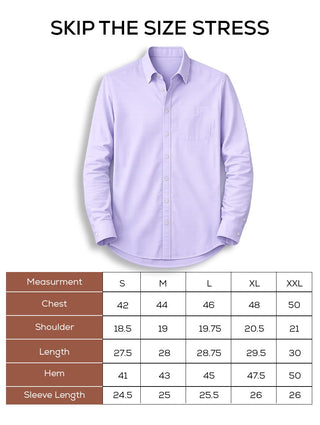Lilac Solid Cotton Shirt – Regular Fit, Full Sleeves