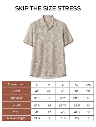 Brown Printed Cotton Cuban Collar Shirt – Regular Fit, Half Sleeves