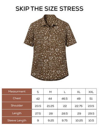 Coffee Brown Floral Cuban Collar Shirt – Regular Fit