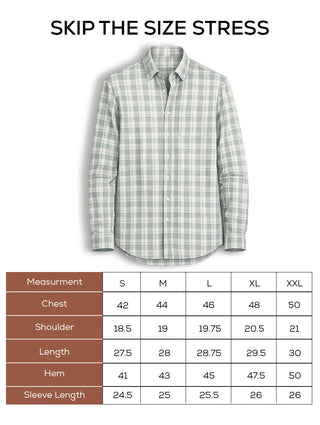 Light Green Checked Cotton Shirt – Regular Fit