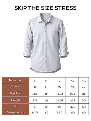 Grey Oxford Cotton Shirt – Regular Fit, Full Sleeves