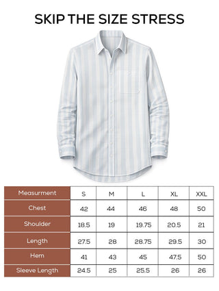 Light Blue Striped Cotton Shirt – Regular Fit, Full Sleeves