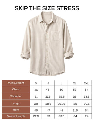 Beige Brushed Cotton Shacket – Loose Fit, Full Sleeves