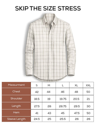 White Checkered Cotton Shirt – Full Sleeve, Regular Fit