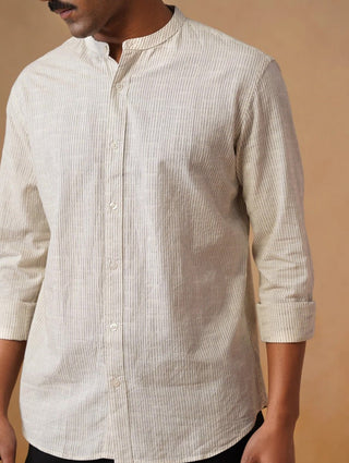 Blue Printed Organic Cotton Blend Shirt – Regular Fit, Half Sleeves